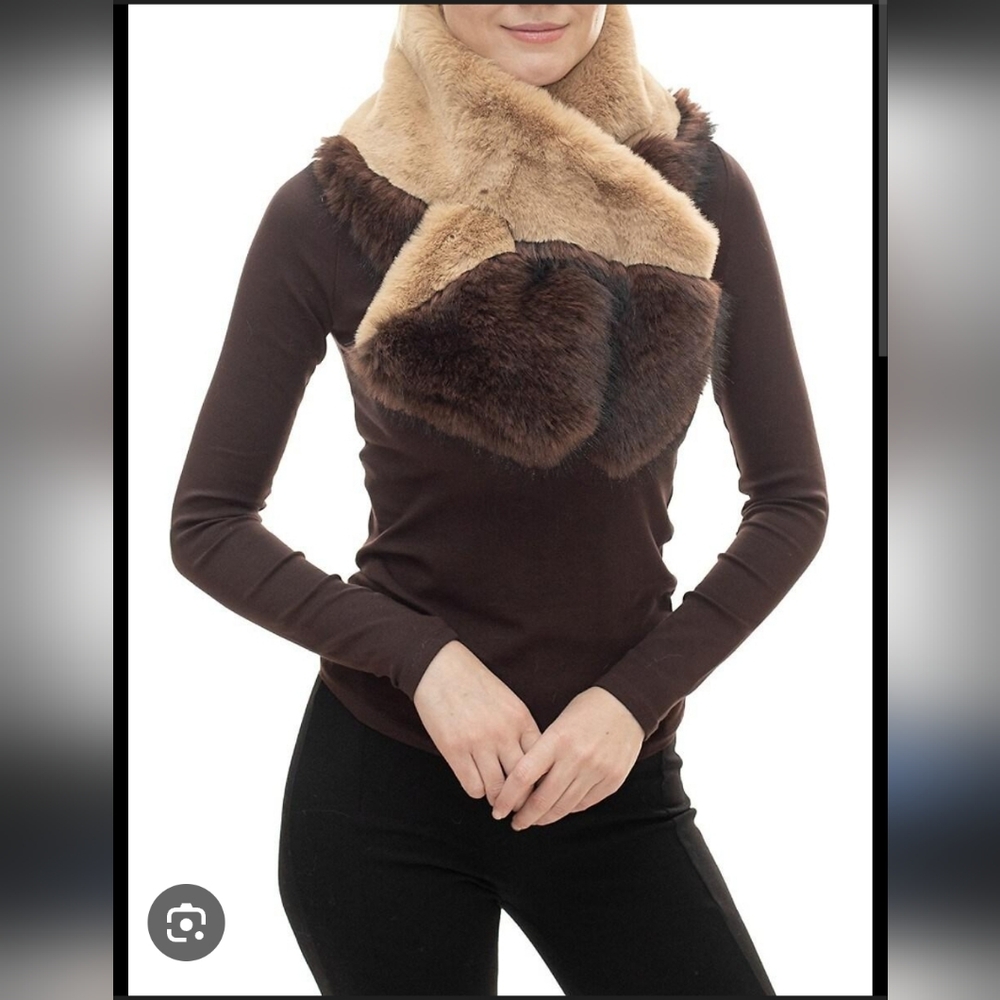 NEW Faux Fur Luxurious Tan & Brown Scarf